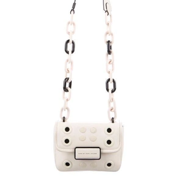 Marc Jacobs Rebel Grommet Shoulder Bag Chain Strap Cream Y2K Street Style - Picture 1 of 7